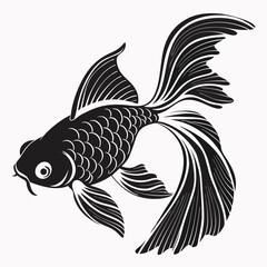 Goldfish vector silhouette black design white background