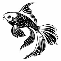 Goldfish vector silhouette black design white background