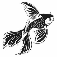 Goldfish vector silhouette black design white background