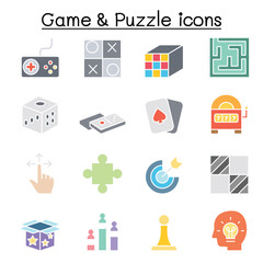 Game & Puzzle icon set in thin line style
