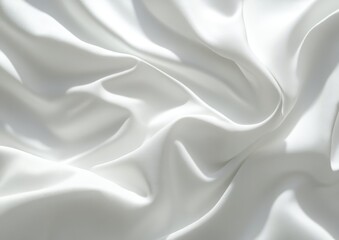 Obraz premium Close-up of smooth, white fabric with soft folds and wrinkles, illuminated by natural light.