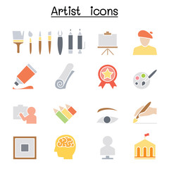 Art icon set in thin line style