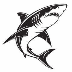 Shark vector silhouette black design white background