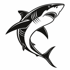 Shark vector silhouette black design white background