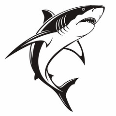 Shark vector silhouette black design white background
