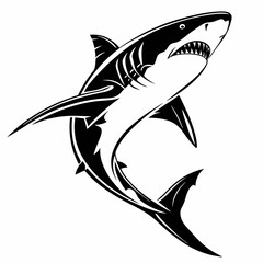 Shark vector silhouette black design white background