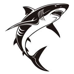 Shark vector silhouette black design white background