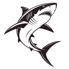 Shark vector silhouette black design white background
