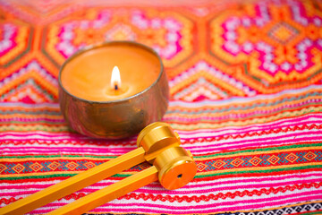 tuning fork on a fabric.