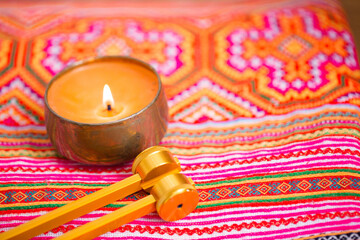 tuning fork on a fabric.