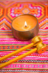 tuning fork on a fabric.