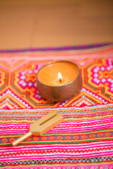 tuning fork on a fabric.