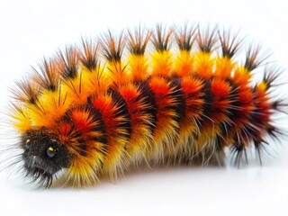 Woolly Worm (Woolly Bear) Caterpillar Closeup Photographed on White Background