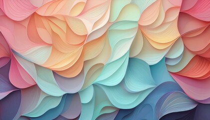 abstract background with smooth irregular shapes that fit together like a mosaic with soft gradients of pastel colors
