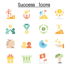 Success icon set in thin line style