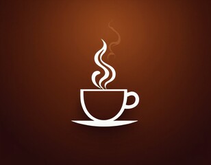 Fototapeta premium Steaming Hot Coffee Cup Illustration, Cafe Menu Design, Coffee Shop Branding, Social Media Ads, Brown Background, White Steam, Orange Cup, Beverage, Drink, Breakfast, Cozy, Ai generated images.