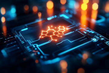 Scientific analysis of molecular structures in advanced technology laboratory digital art futuristic setting macro viewpoint