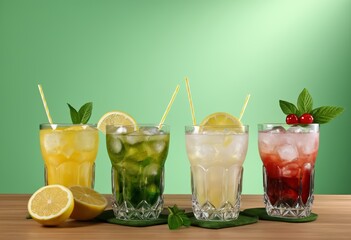 Fototapeta premium Goblets for ice drinks or lemonade in Minsk, Belarus
