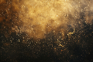 Obraz premium Abstract golden dust particles transitioning into a dark gradient background.