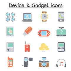 Device & Gadget icon set in thin line style