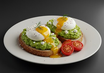 Delicious Avocado Toast with Poached Eggs and Tomatoes