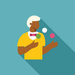 Juggler skillfully tosses balls in the air, showcasing balance, coordination, and entertainment