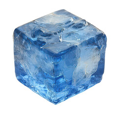 Obraz premium Cool Blue Ice Cube Isolated on Transparent Background for Crisp Refreshing and Modern Design Concepts