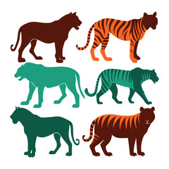 Tigers vector silhouettes art-2