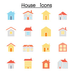 House icon set in thin line style