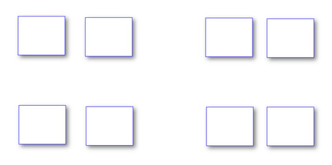 Simple Square cube box plate board on white wall background. 3d rendering. Multiple Horizontal Business Card Modern Mockup for Branding Presentation, Corporate Identity, Advertising, Graphic design.