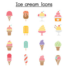 Ice cream icon set in thin line style