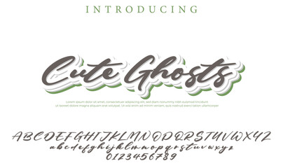 Cute Ghosts Font Stylish brush painted an uppercase vector letters, alphabet, typeface