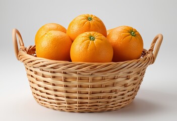 Close-up of orange in basket against white background