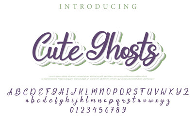 Cute Ghosts Font Stylish brush painted an uppercase vector letters, alphabet, typeface