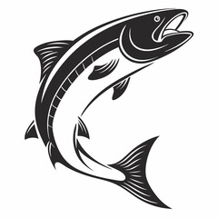Salmon vector silhouette black design white background