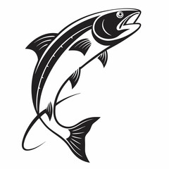 Salmon vector silhouette black design white background