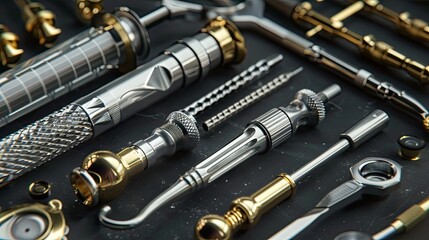 Explore the intricate design of medical instruments --no text and people, human --chaos 10 --ar 16:9 Job ID: 5d3fa84f-9bfc-4556-a2f8-3108c3a62116