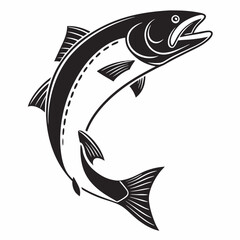 Salmon vector silhouette black design white background
