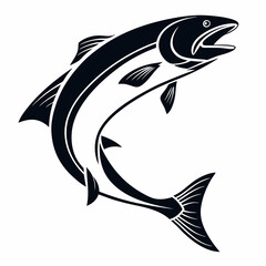 Salmon vector silhouette black design white background