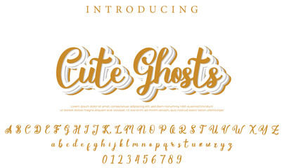 Cute Ghosts Font Stylish brush painted an uppercase vector letters, alphabet, typeface
