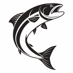 Salmon vector silhouette black design white background