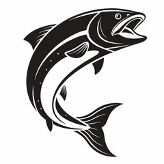 Salmon vector silhouette black design white background