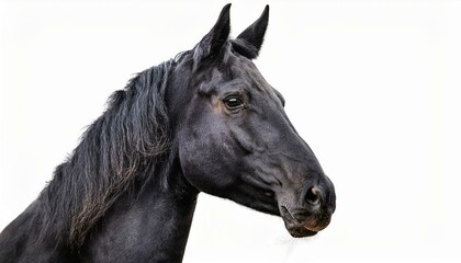 Fototapeta premium close up portrait of a black horse isolated on a white background file