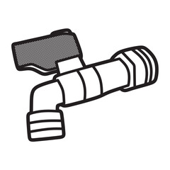 left facing hard plastic handle water tap vector black and white