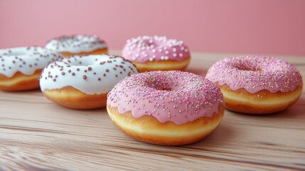 Various baked donuts sweet food