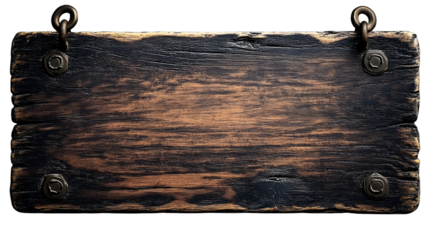 Wooden nameplate isolated on transparent background. PNG