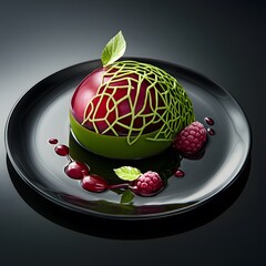 Innovative 3D-printed desserts featuring intricate geometric designs and precise details, combining modern technology with gourmet artistry.