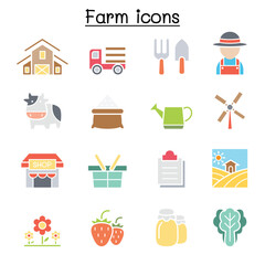 Farm & Agriculture icon set in thin line style