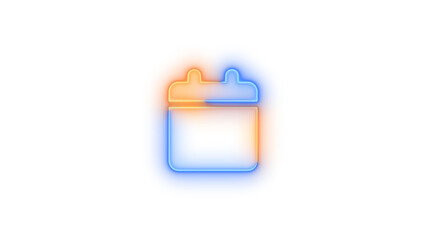 Calendar icon glowing neon blue brown gradient color