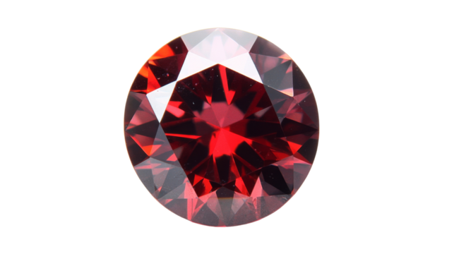 Bright red ruby gemstone shining on transparent background